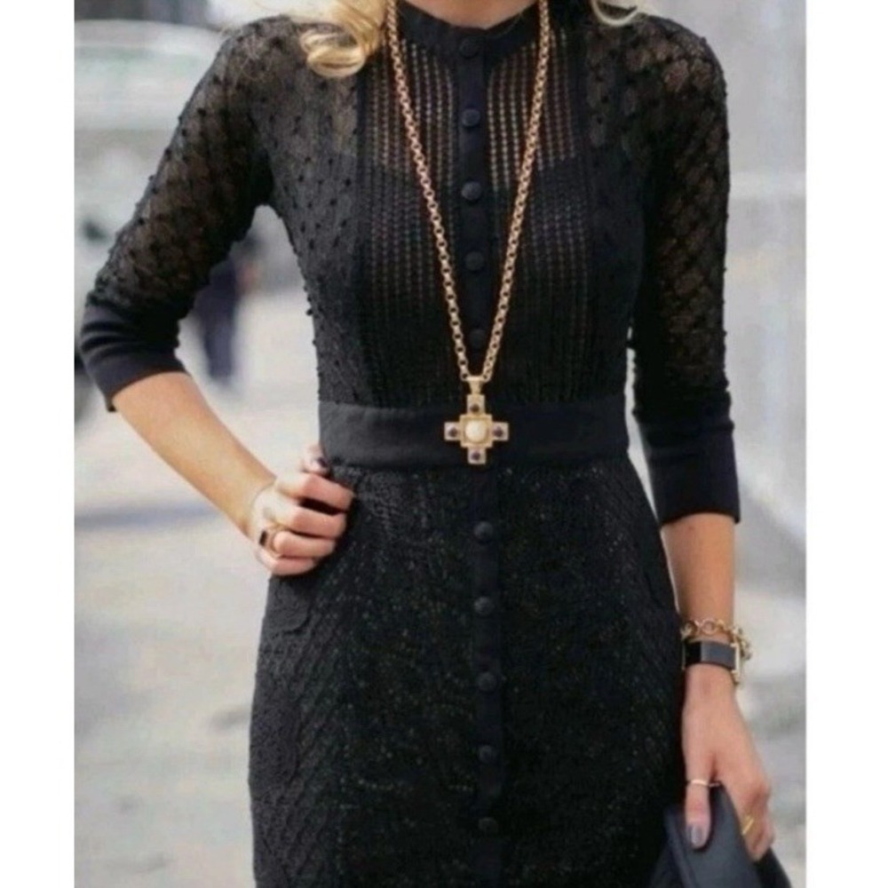 Beguile Byron Lars Anthropologie Mona Knit Dress Long Sleeve Black sz 4 - Picture 2 of 15
